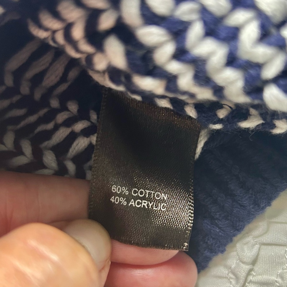 NWOT Martha Stewart Navy & White Preppy Gold Button Cardigan Sweater Size Medium - Picture 11 of 16